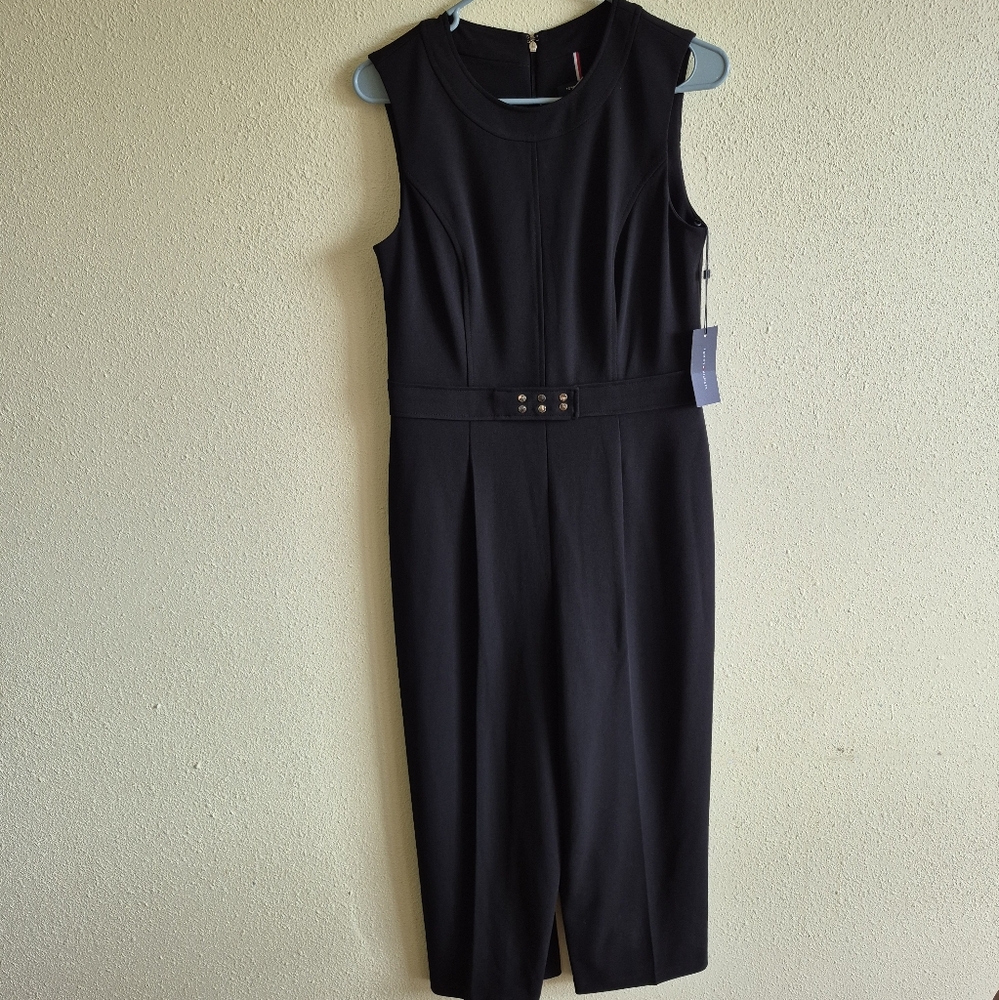 Tommy Hilfiger Black Cropped Jumpsuit Size 8 - Picture 3 of 10